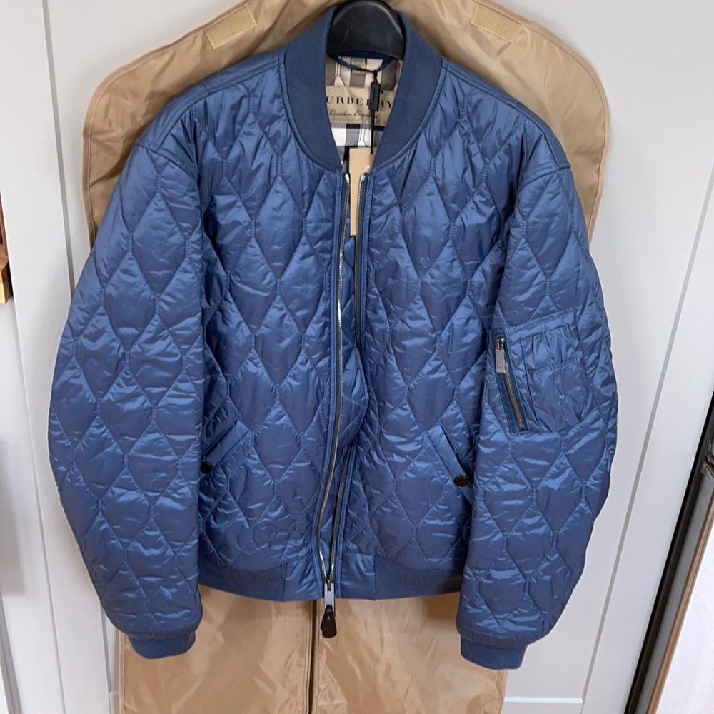 NWT Burberry men’s jacket xxl Grandby mineral blue bomber
